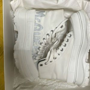 Alexander McQueen Tread Slick canvas and rubber exaggerated-sole boots
